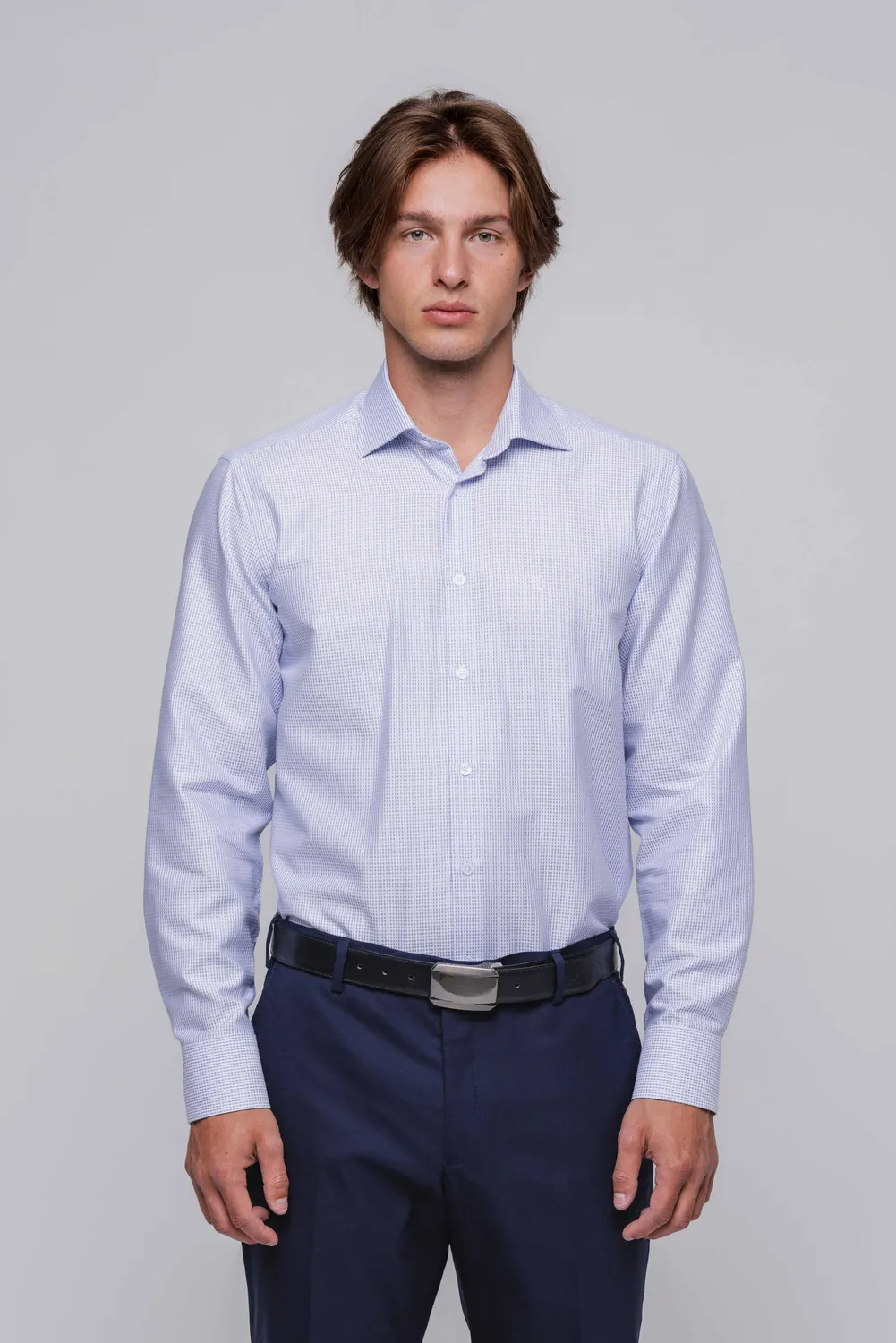 Alain Delon Extra Slim Fit camicia bianca righe blu