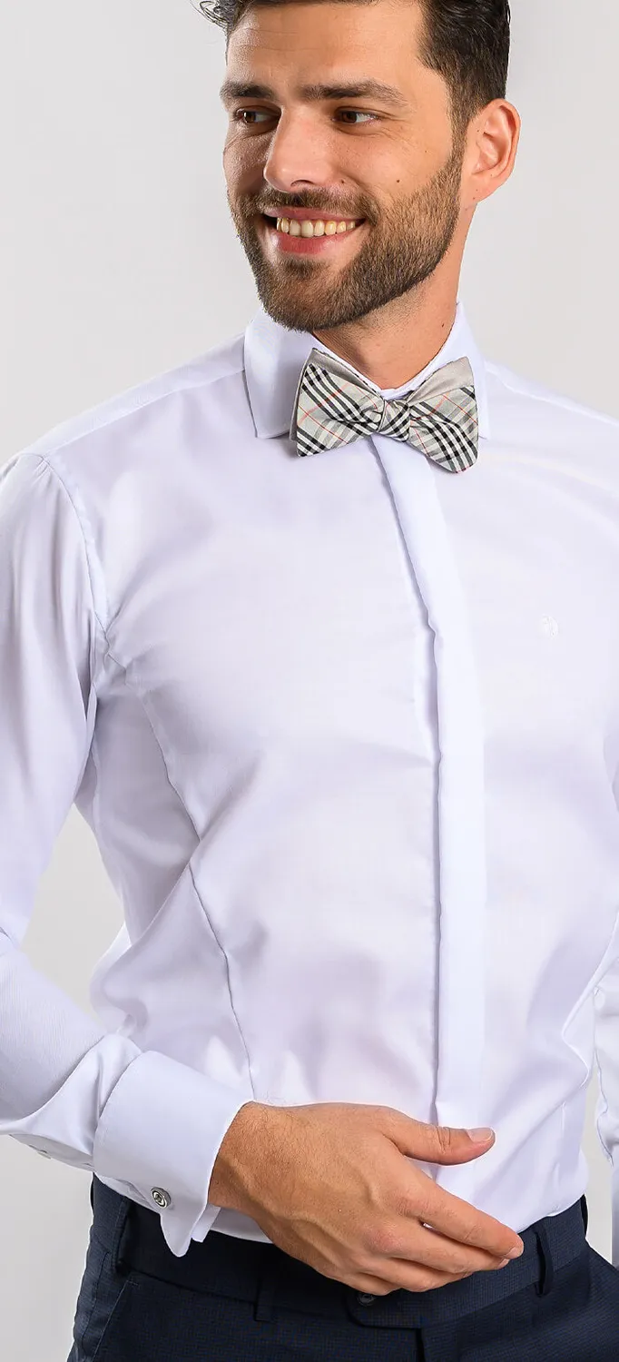 Alain Delon Camicia Bianca Extra Slim Cotone Gemelli