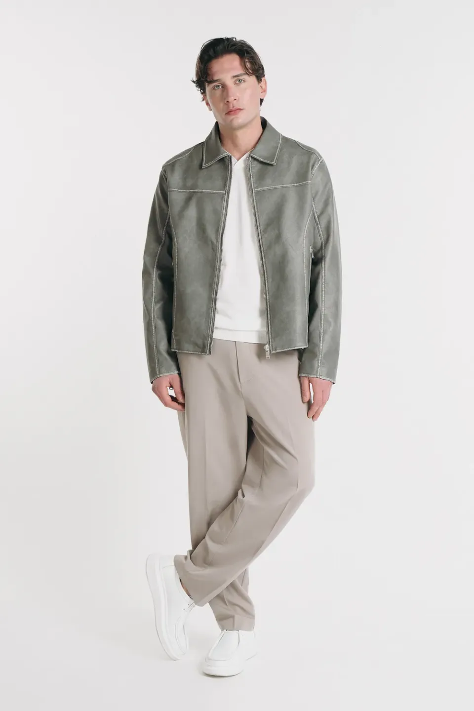 Sonny Bono Giubbotto Biker Slavato Grigio