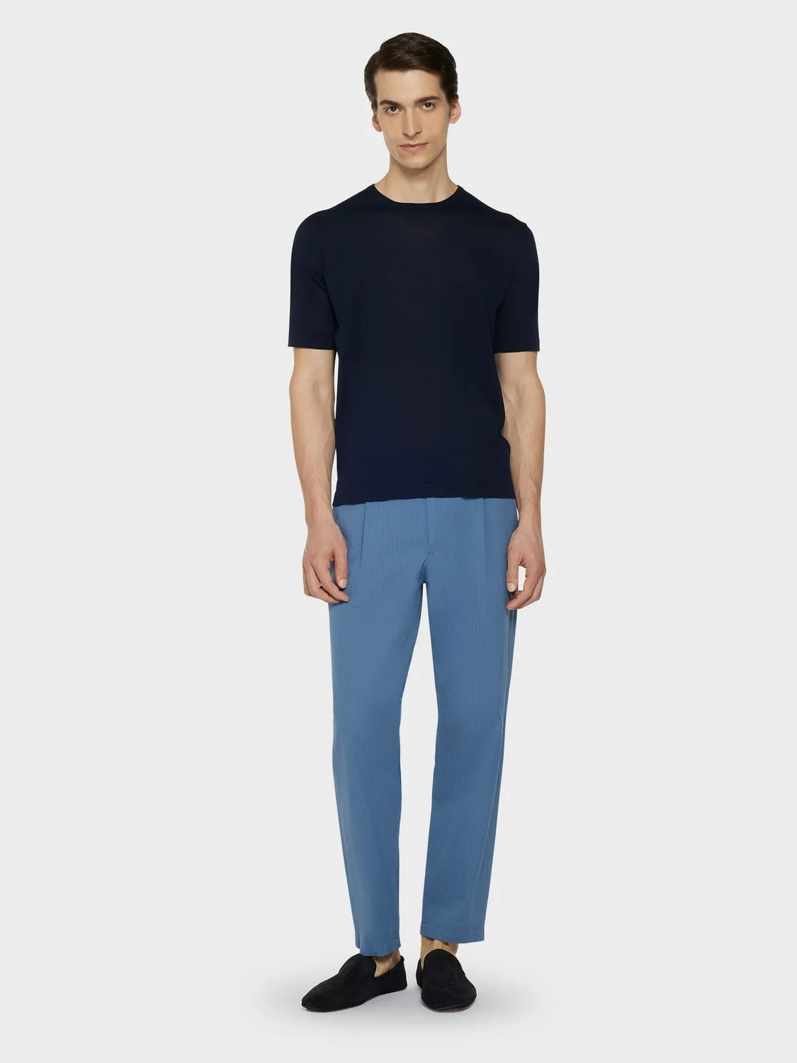 Caruso Butterfly maglia maniche corte blu navy cotone
