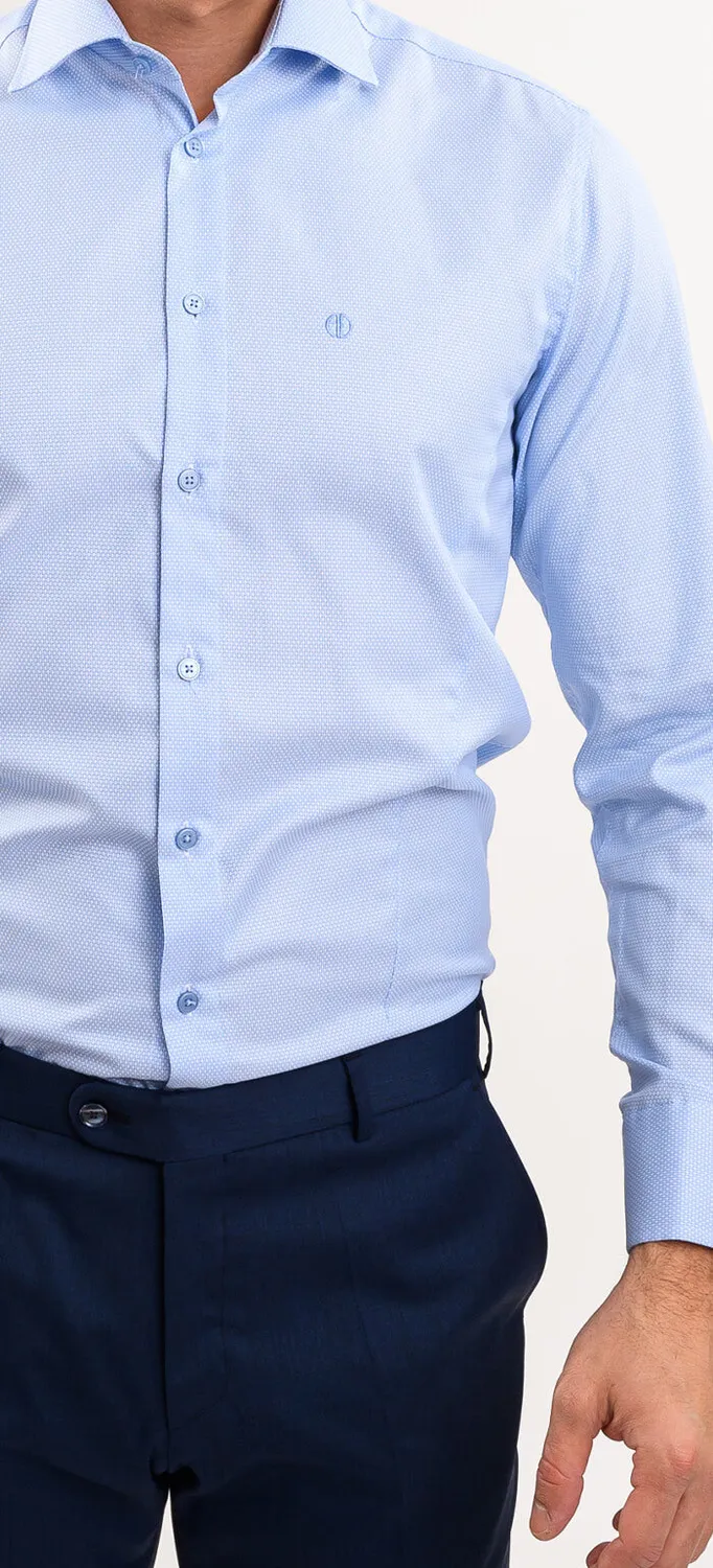 Alain Delon camicia azzurra Extra Slim Fit ovali cotone