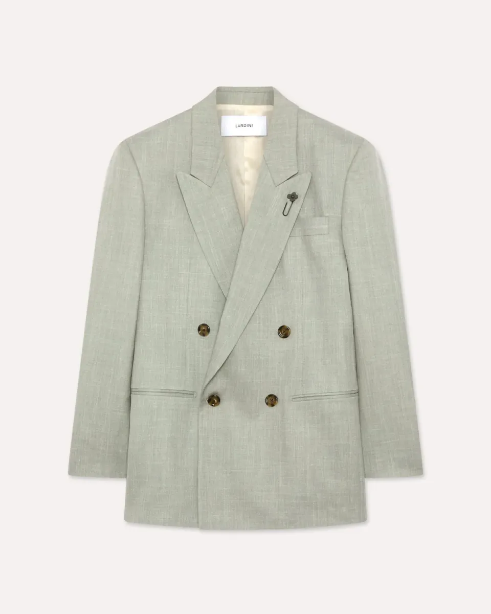 Lardini blazer doppiopetto verde twill lana seta lino