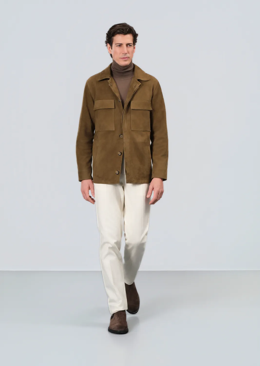 Sand Menswear Aiden sopracamicia camoscio cammello scuro