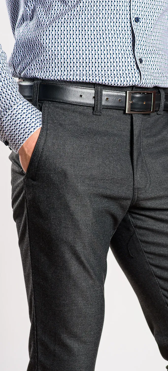 Alain Delon pantaloni casual grigi 35/32 slim fit elastici