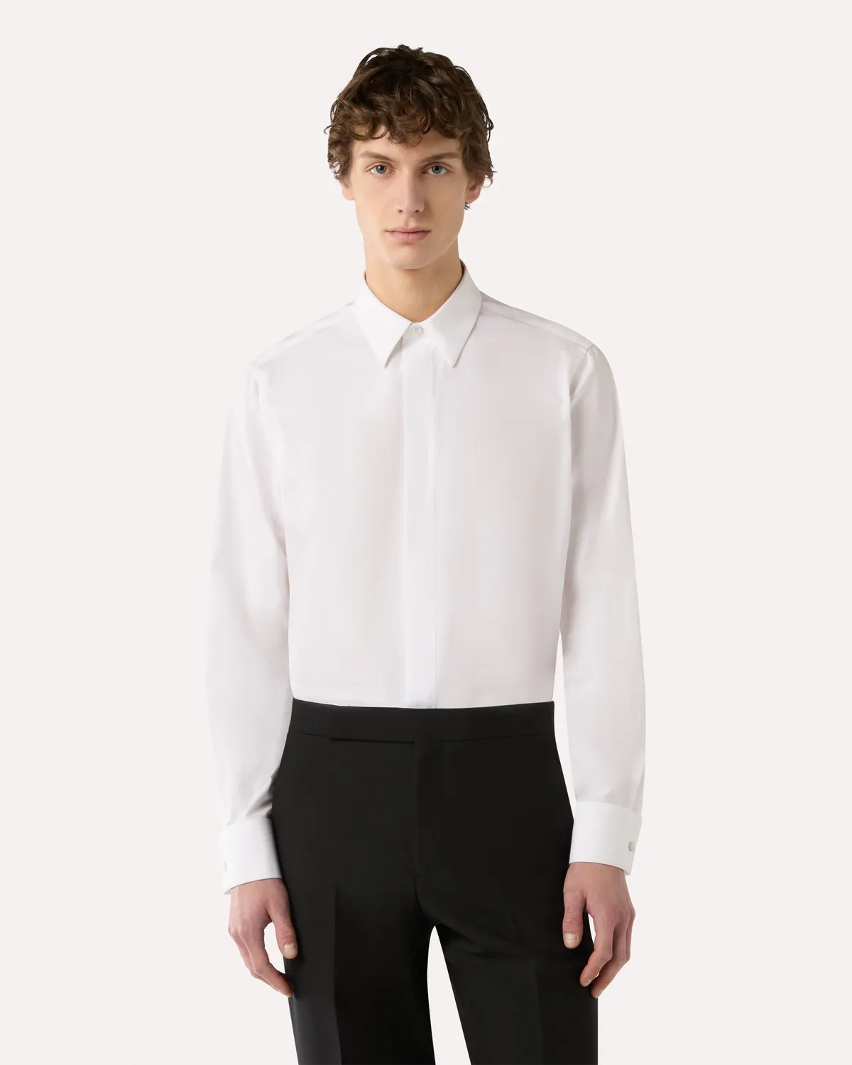 Lardini Soirée Camicia Popeline Cotone Bianca Gemelli