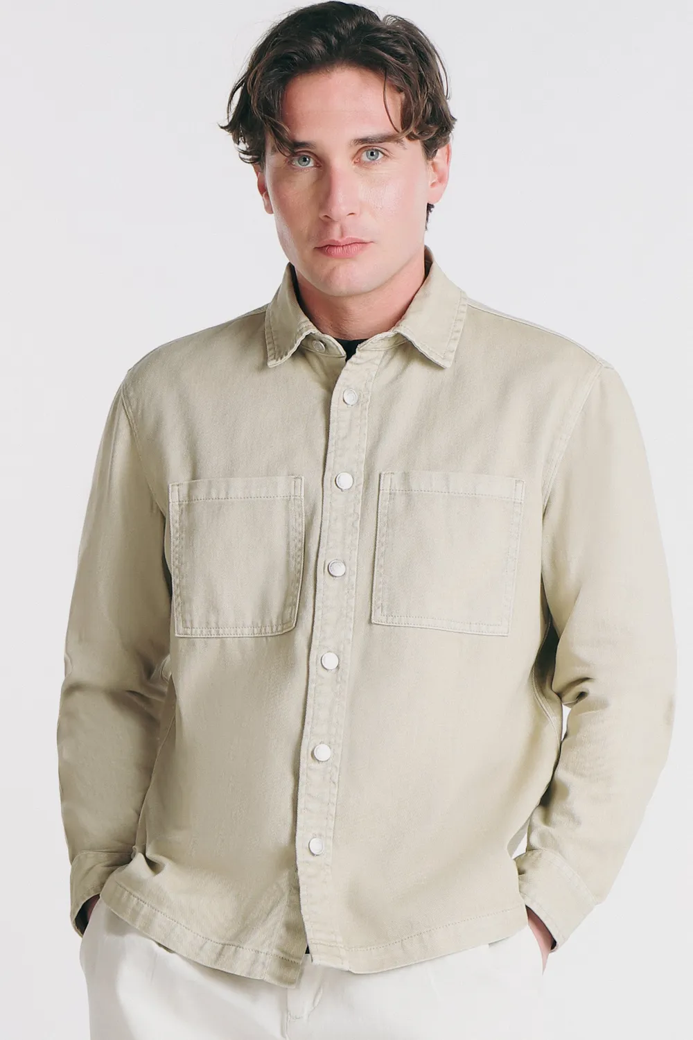 Sonny Bono Overshirt Cotone Beige Giacca Mezza Stagione