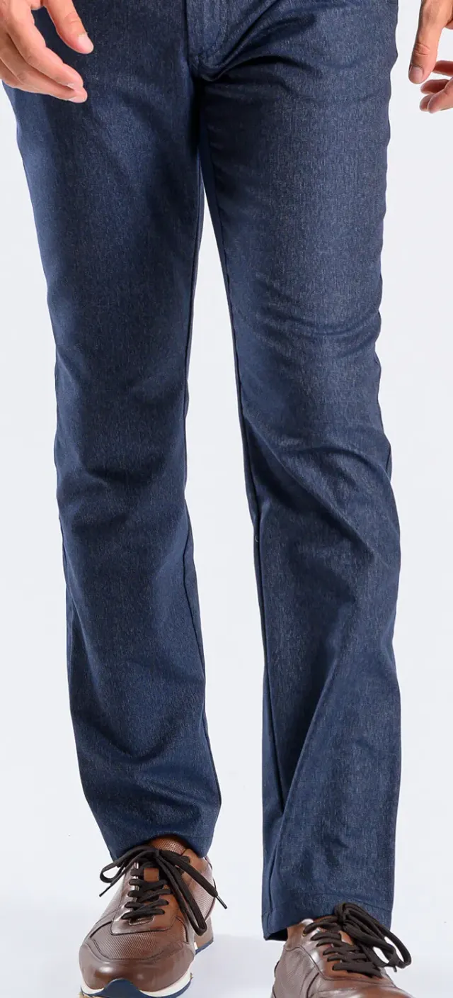 Alain Delon Pantaloni Chino Blu Grigio Slim Antipiega
