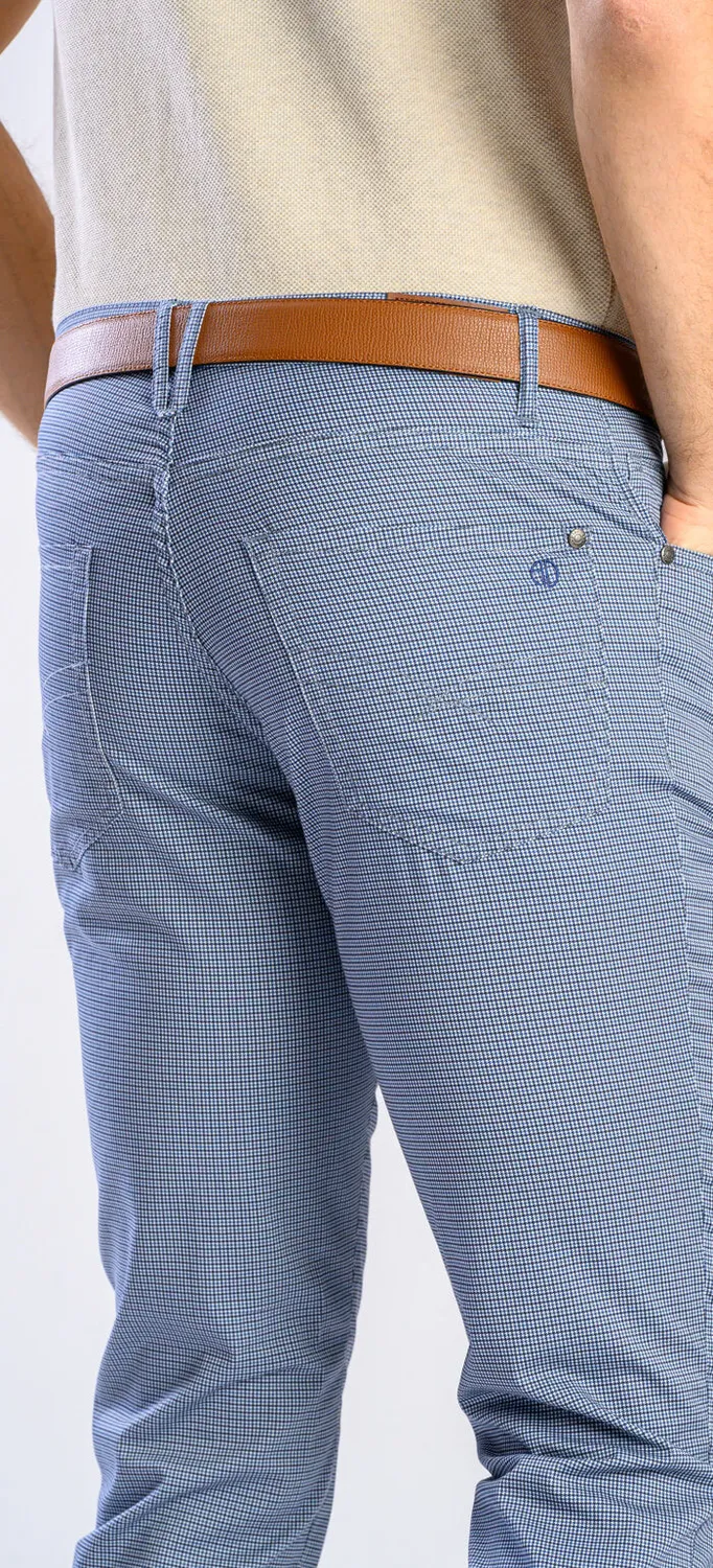 Alain Delon pantaloni slim fit blu grigio cotone