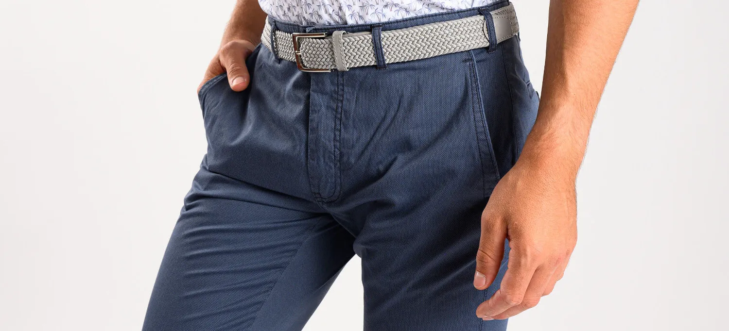 Alain Delon pantalone grigio-blu chino slim fit elasticizzato