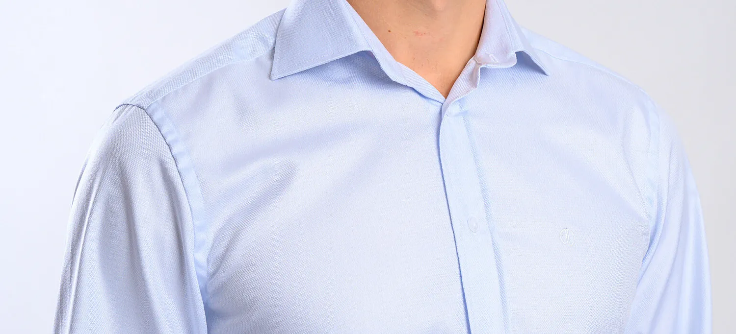 Alain Delon camicia slim fit azzurra cotone Getzner