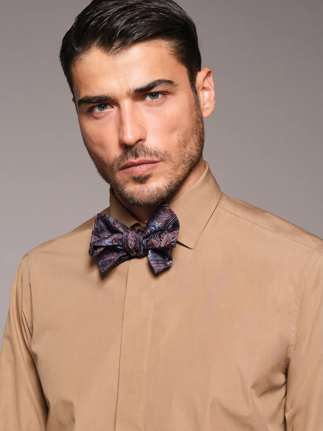 Caruso Butterfly camicia slim cotone cannella