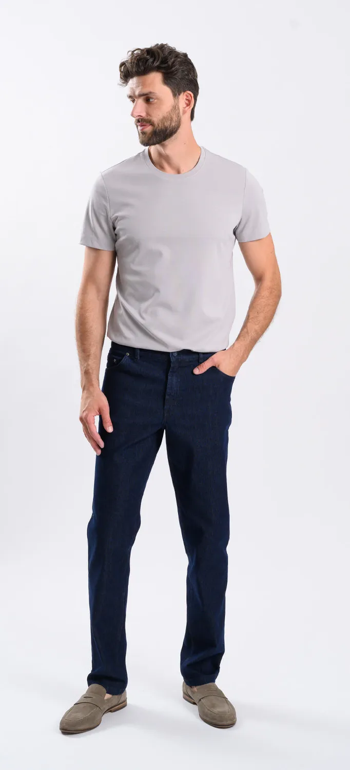 Alain Delon pantaloni casual blu navy slim fit 34/32 cotone
