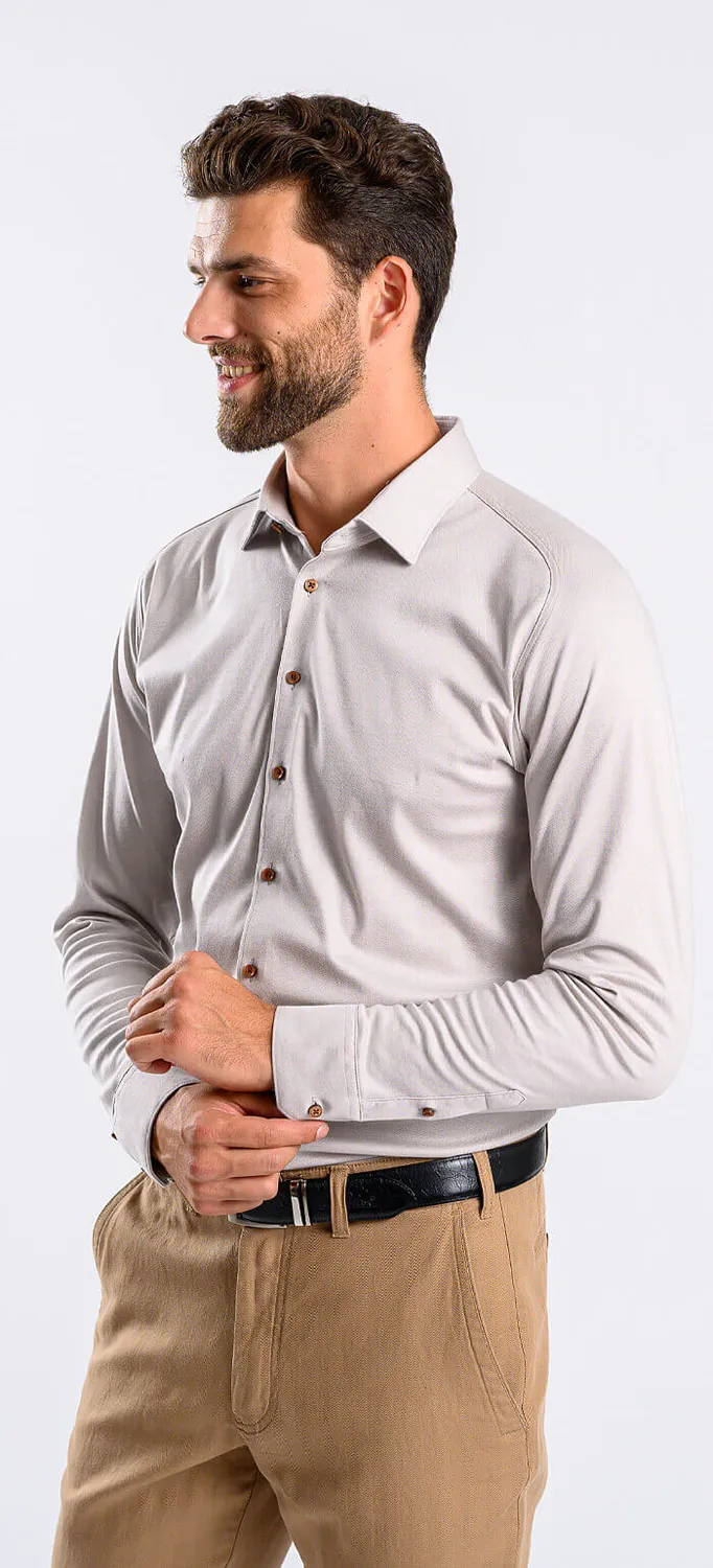 Alain Delon Camicia Extra Slim Fit Beige Anti Piega