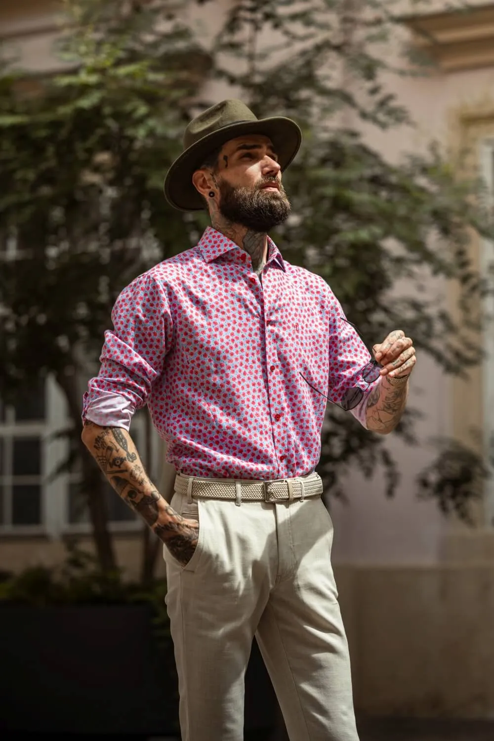 Alain Delon Camicia Lino Fantasia Extra Slim Fit