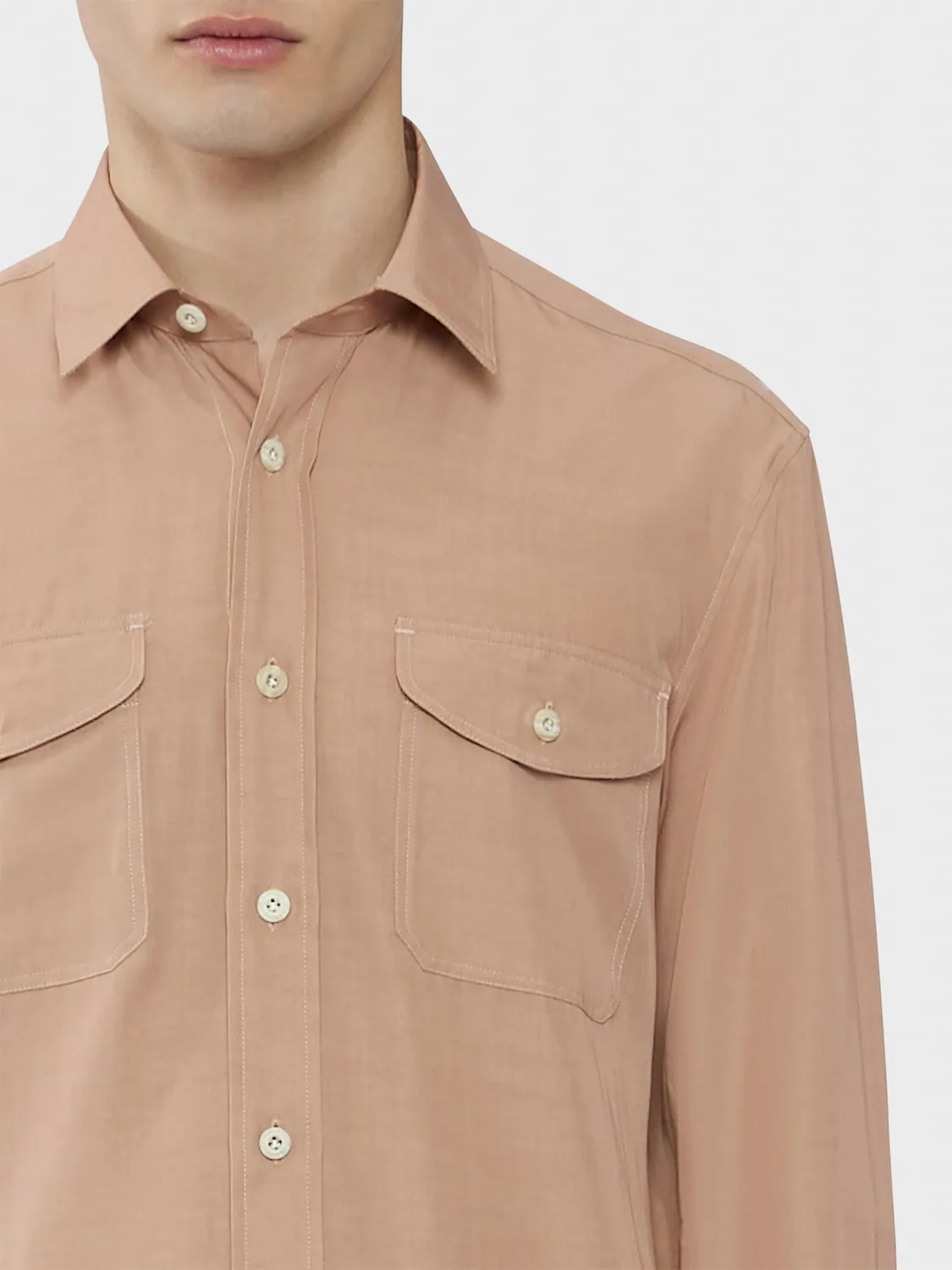 Caruso Butterfly camicia in tencel rosa antico