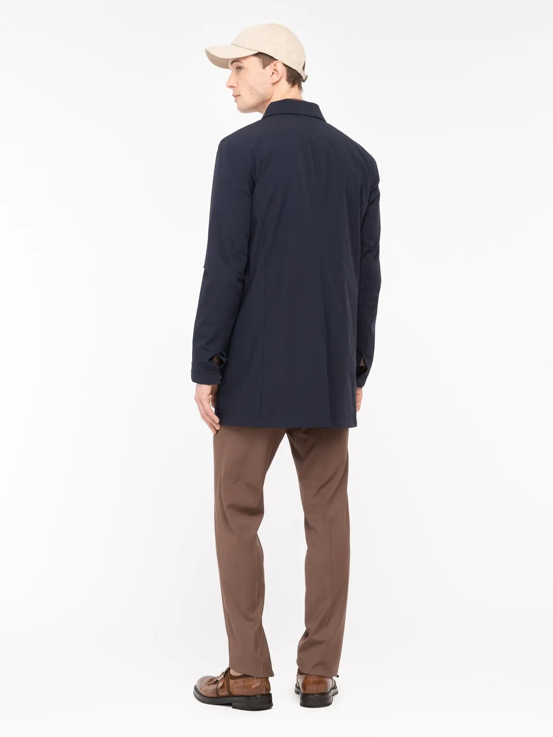 Paoloni Trench Coat Tecnico Uomo Blu Nylon Stretch