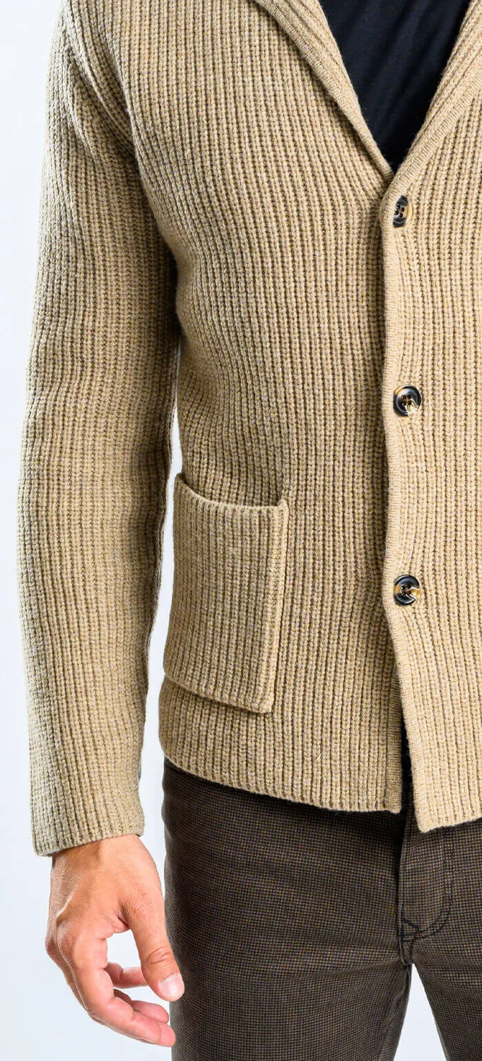 Alain Delon Maglione Beige Lana con Bottoni