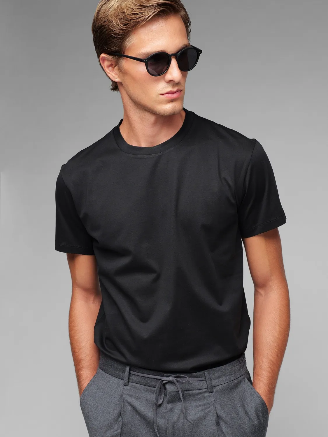 Paoloni T-Shirt Jersey Cotone Uomo Nera Girocollo