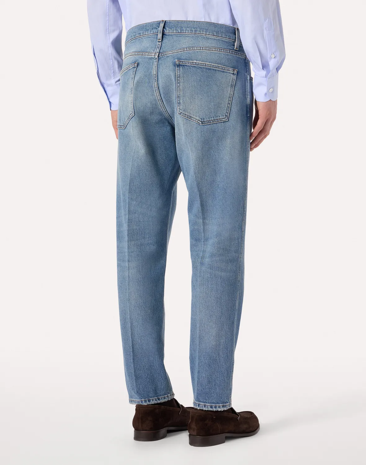 Lardini Jeans Blu Denim Uomo Carrot Fit Stretch