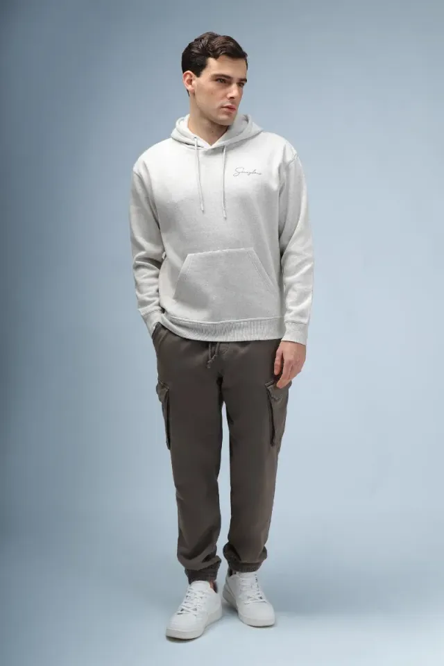 Sonny Bono Stampa Comfort Fit M Felpa con Cappuccio Ecru
