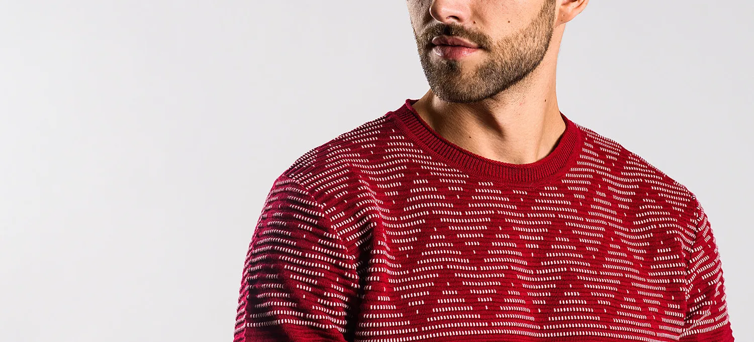 Alain Delon maglione bordeaux fantasia merino slim