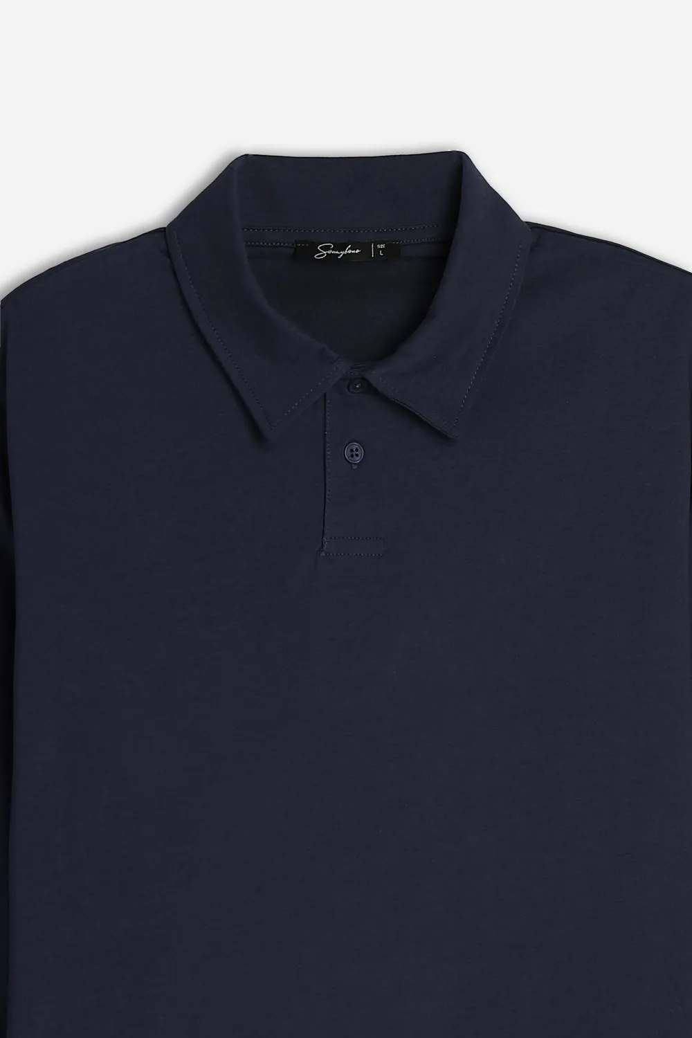 Sonny Bono Polo Manica Lunga Bottoni Blu Cotone