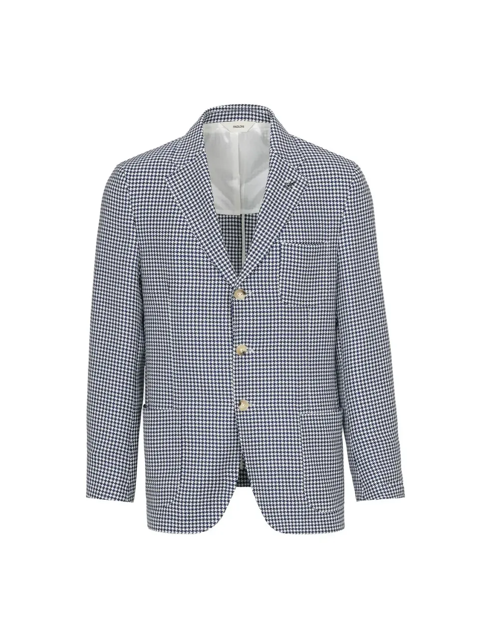 Paoloni Giacca Pied de Poule Lana Cotone Blu