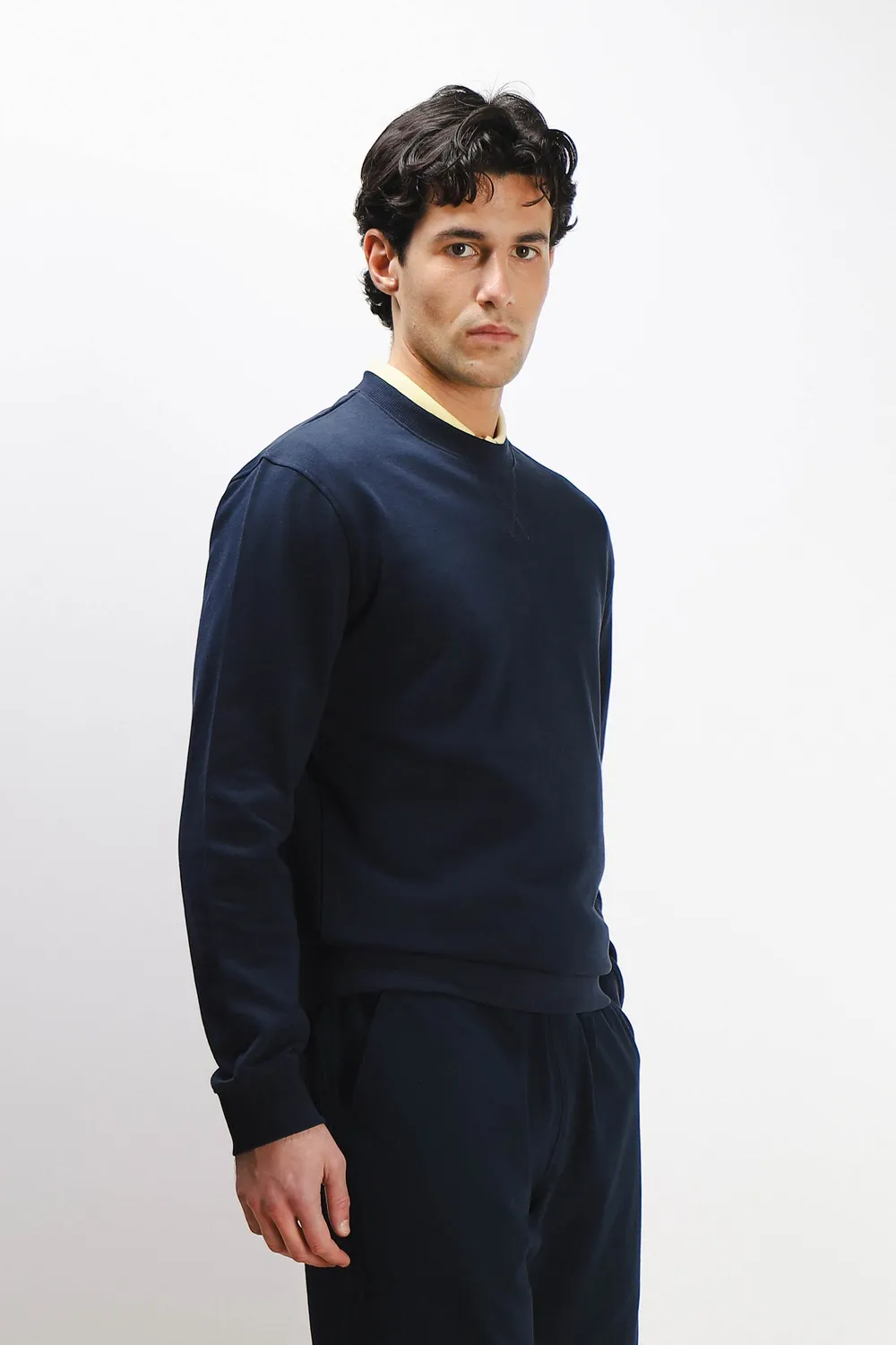 Sonny Bono Basic felpa girocollo bleu maniche lunghe
