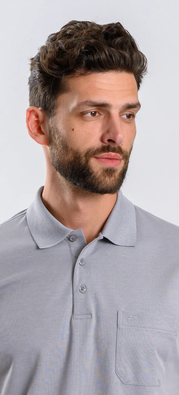 Alain Delon polo grigia slim micropima cotone