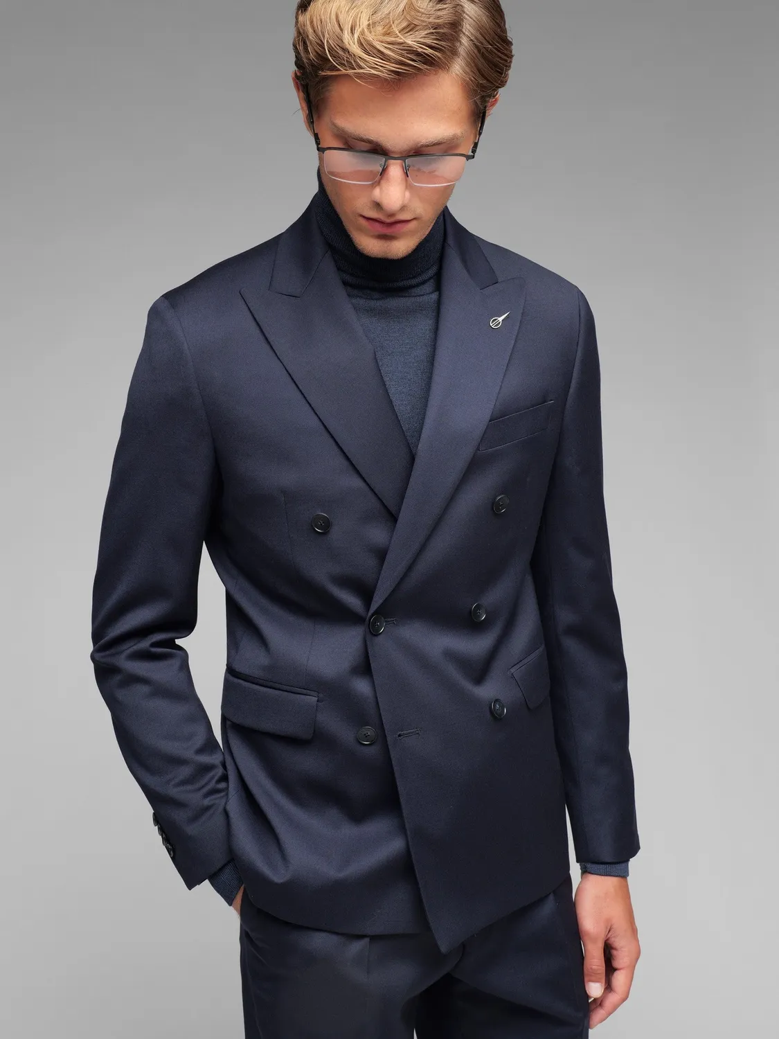 Paoloni Abito Doppiopetto Saglia Lana Stretch Blu