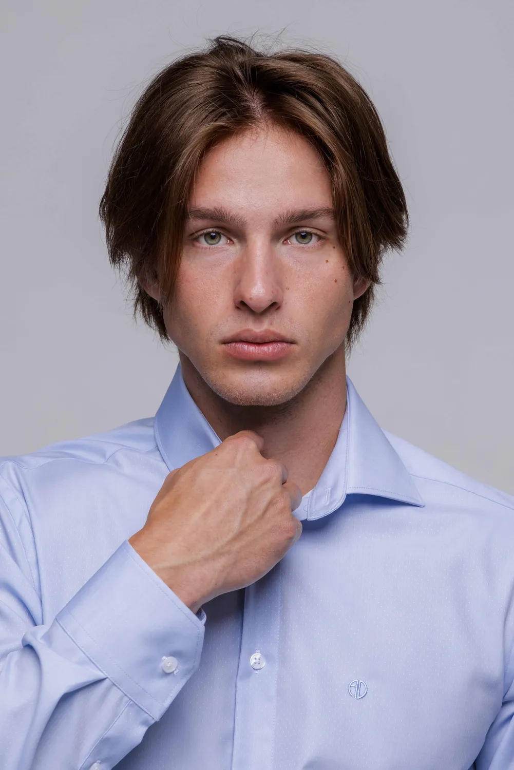 Alain Delon Extra Slim Fit camicia azzurra micro pois