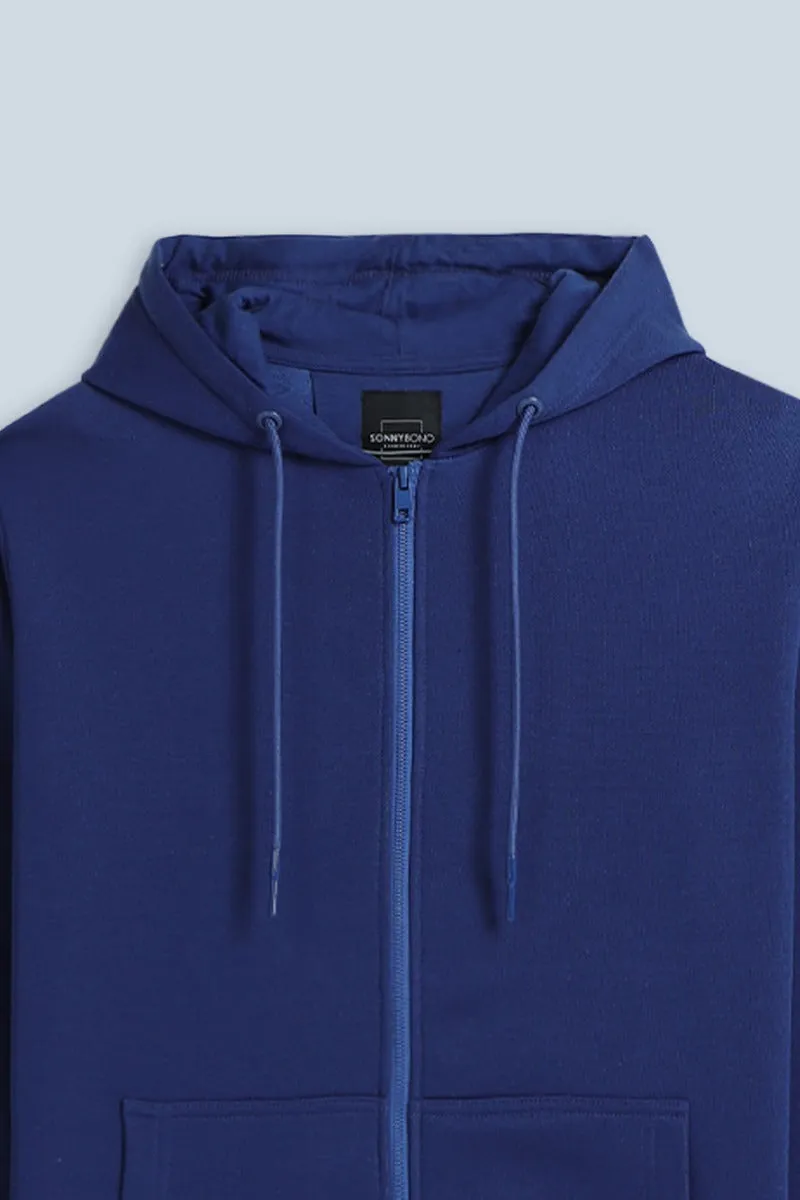 Sonny Bono Zip Cappuccio felpa bluette full zip