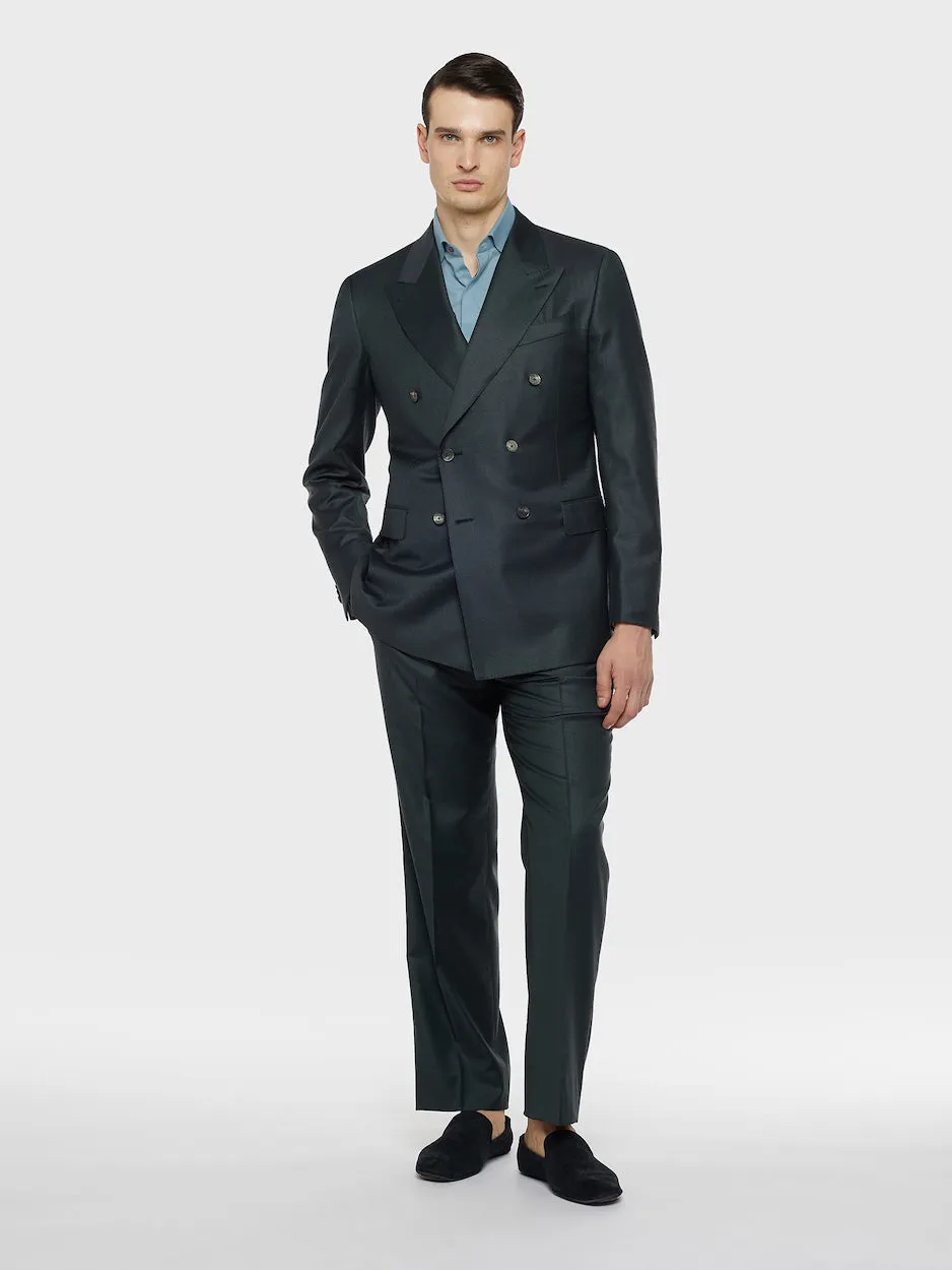 Caruso camicia slim in cotone verde mussola
