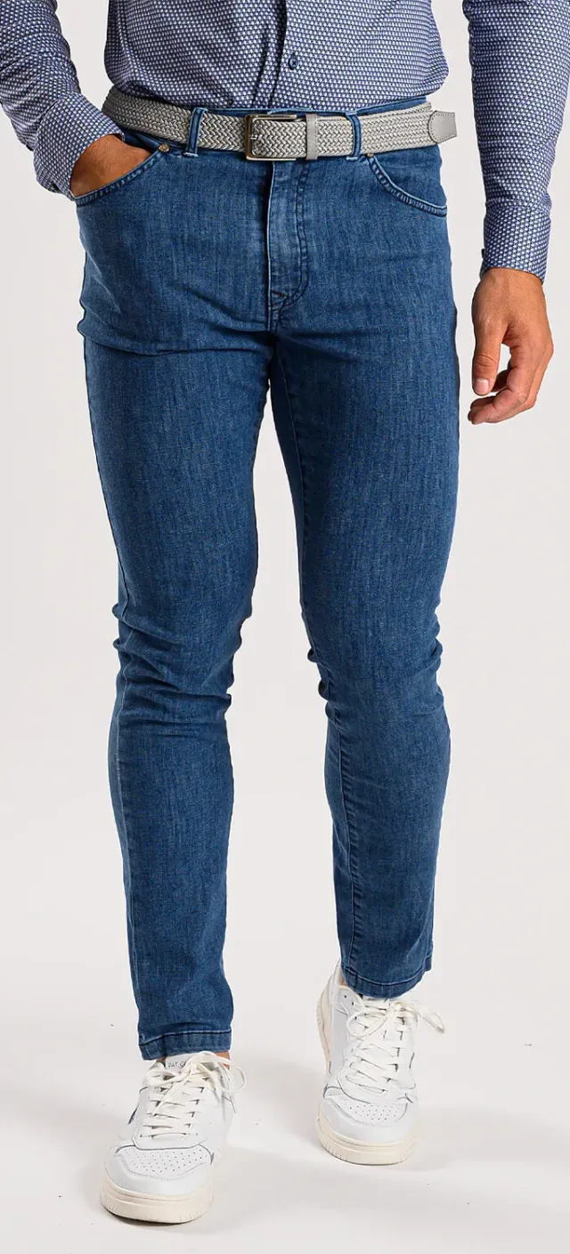 Alain Delon Jeans Blu Slim Fit Cotone Elasticizzato