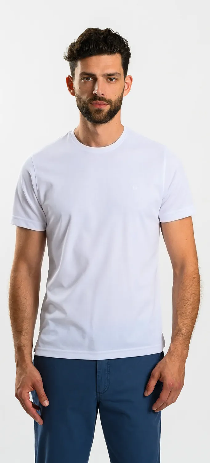 Alain Delon t-shirt bianca slim in micropima