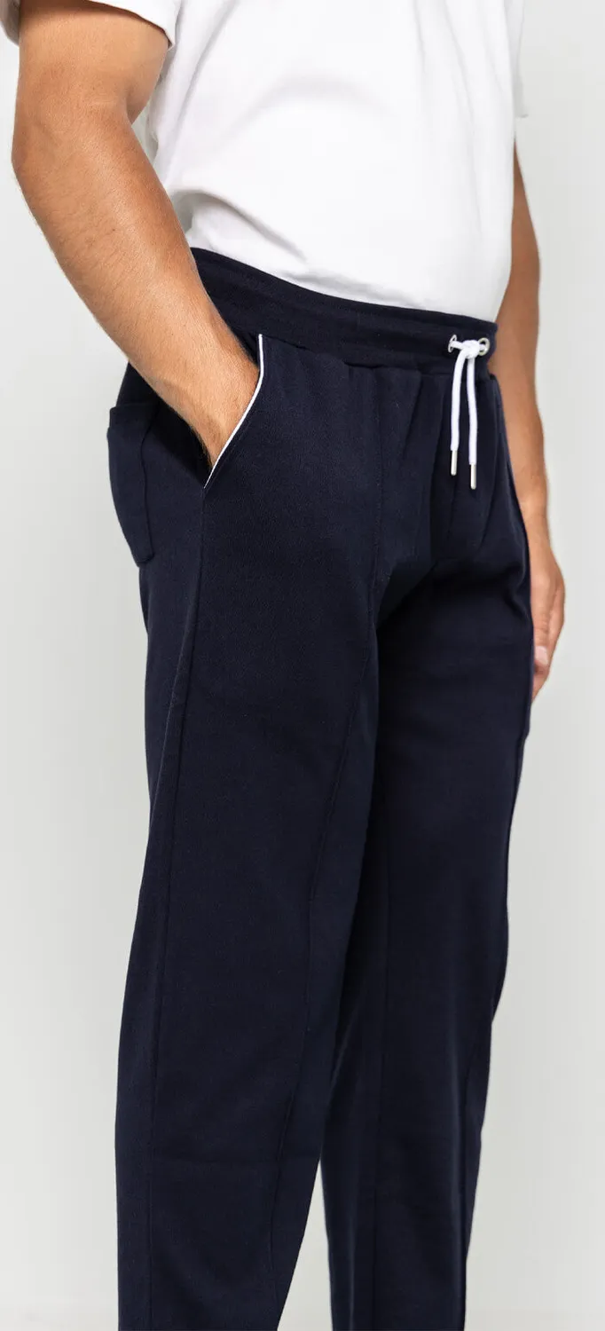 Alain Delon Pantaloni Tuta Blu Navy Elastici