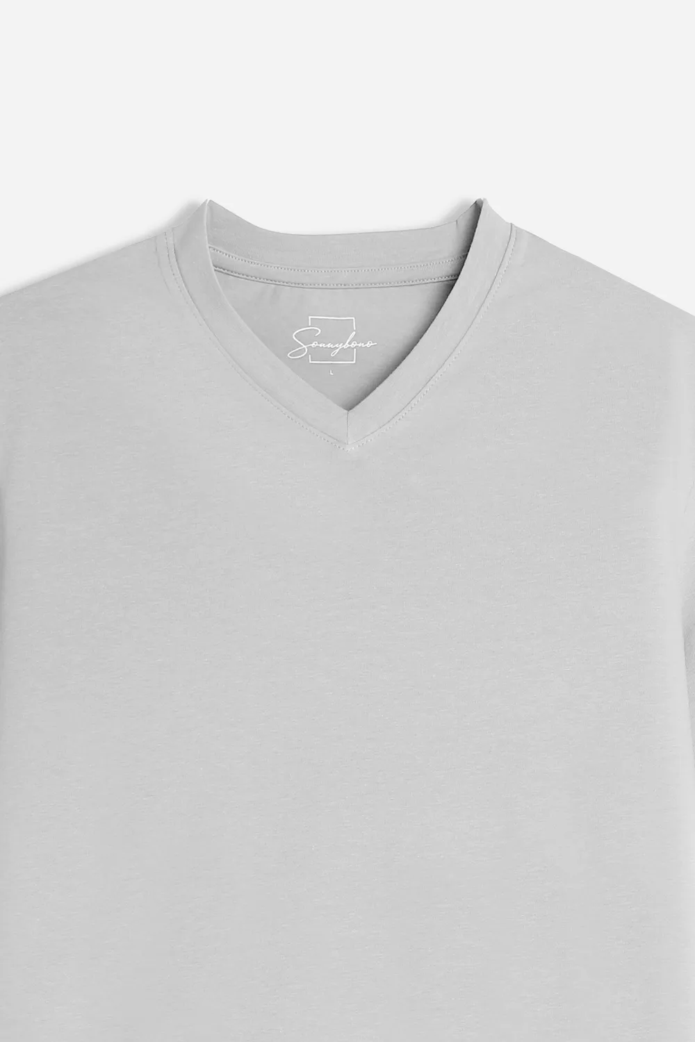 Sonny Bono Basic T-shirt Scollo V Grigio Ghiaccio Stretch