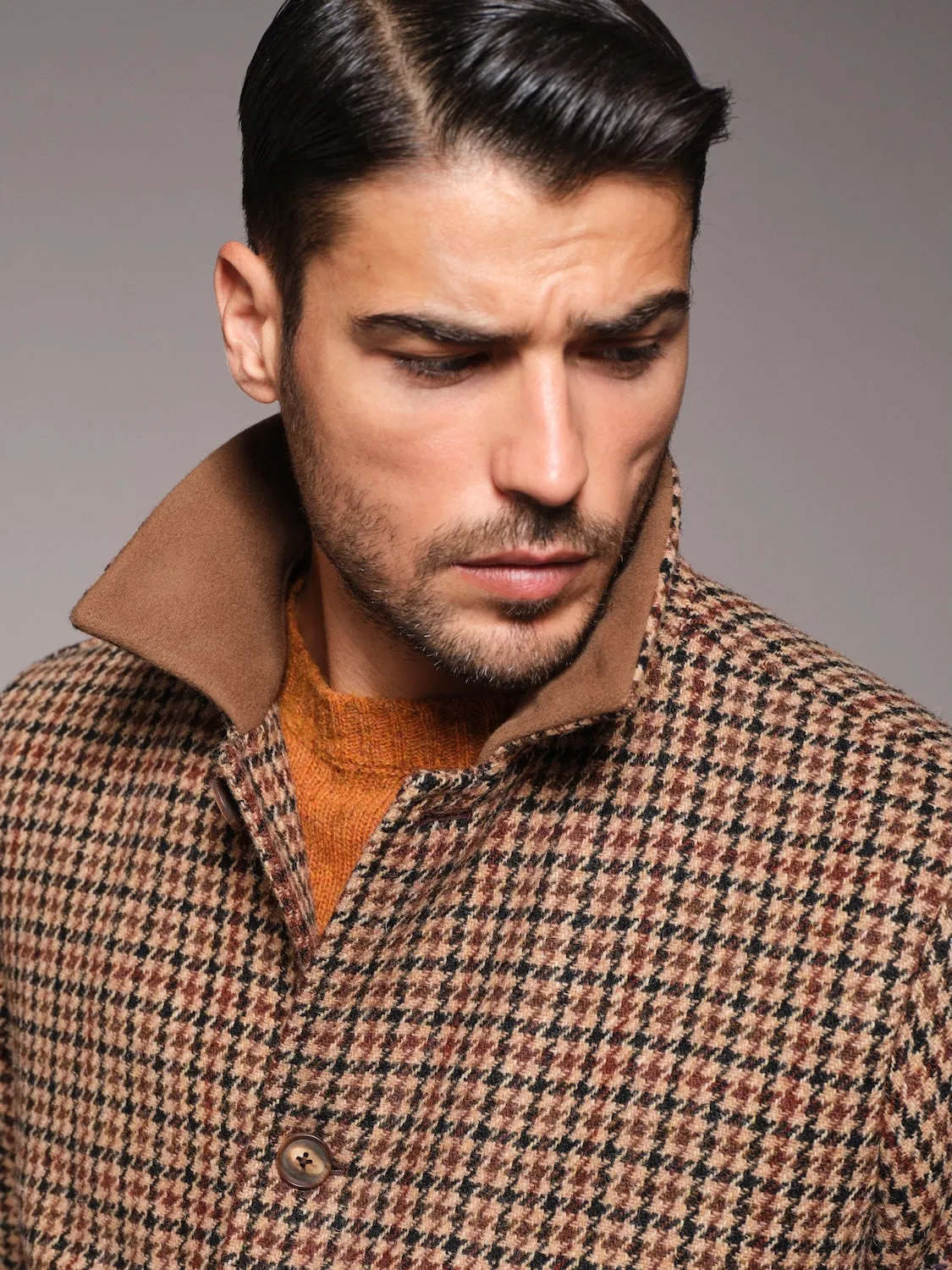 Caruso Giacca Dalila Lana Marrone Pied-de-Poule