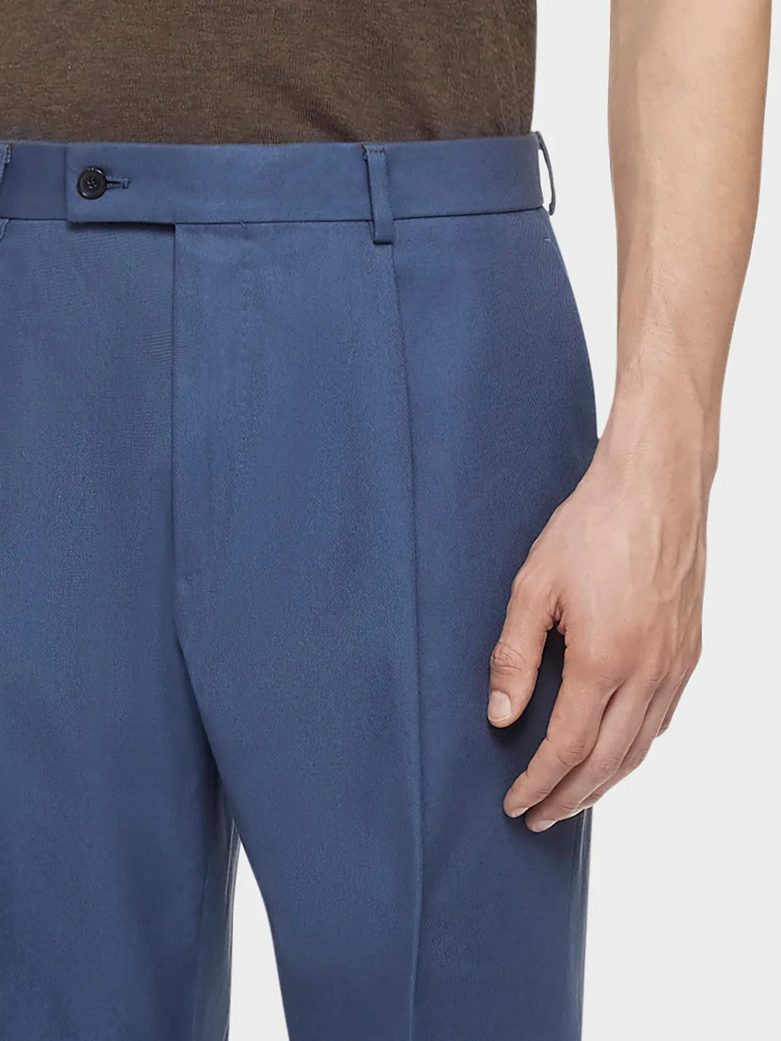 Caruso pantalone cotone blu carrot fit
