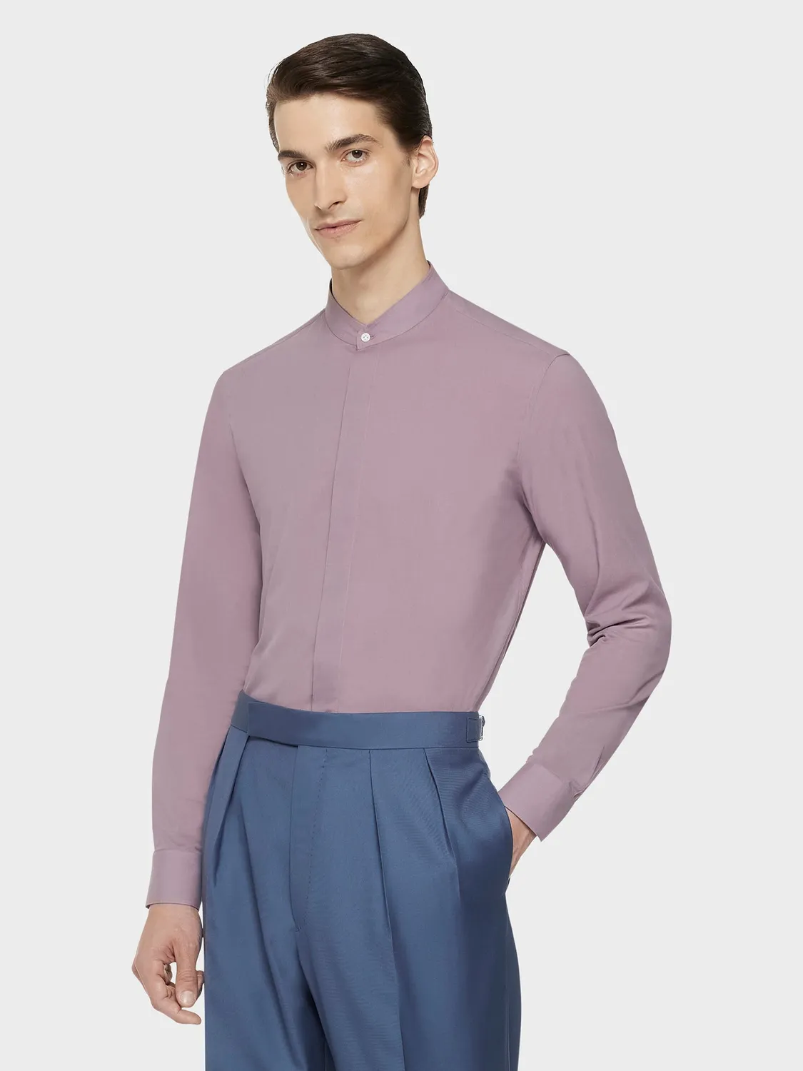 Caruso camicia coreana cotone malva