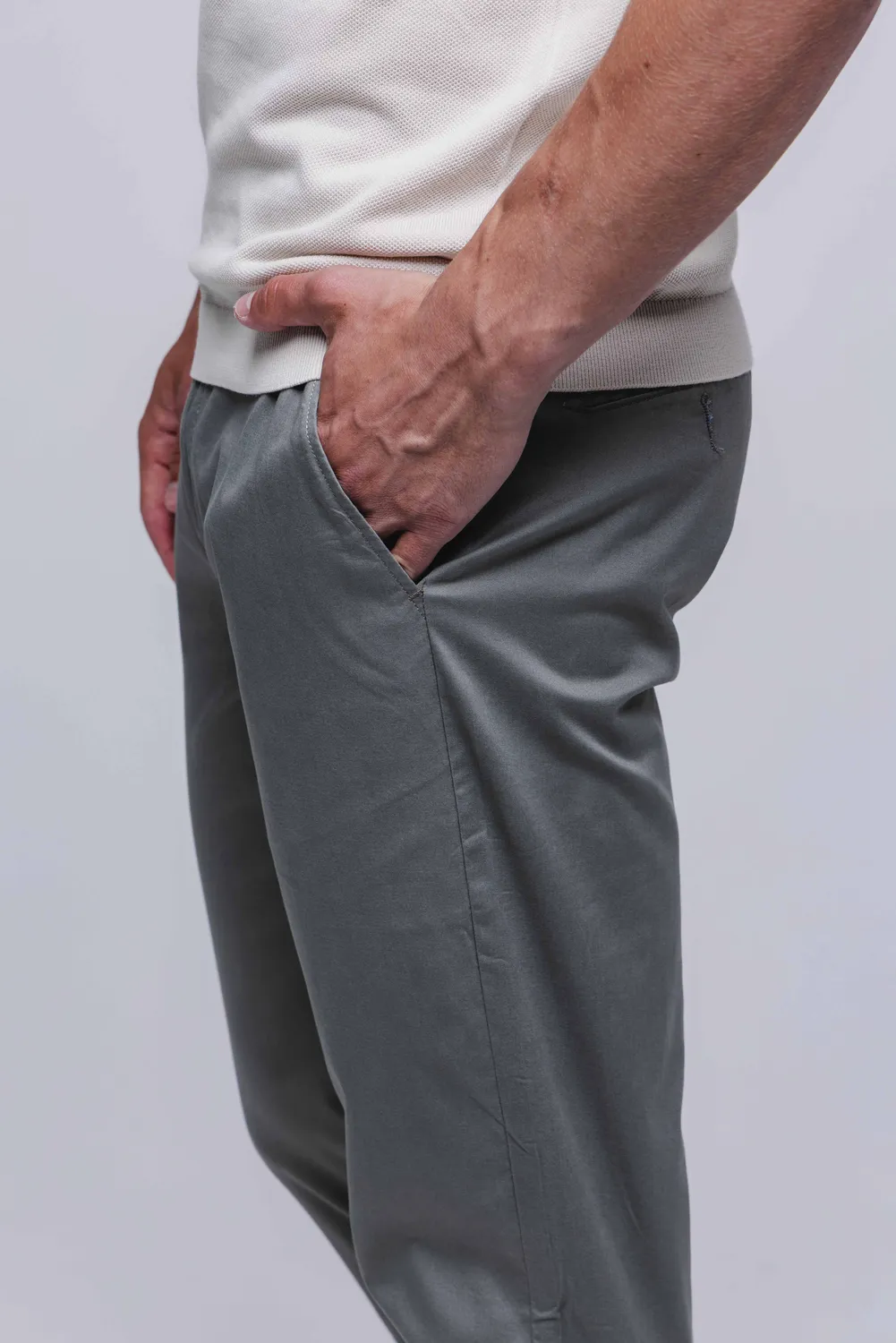 Alain Delon chinos verde oliva cotone elasticizzato