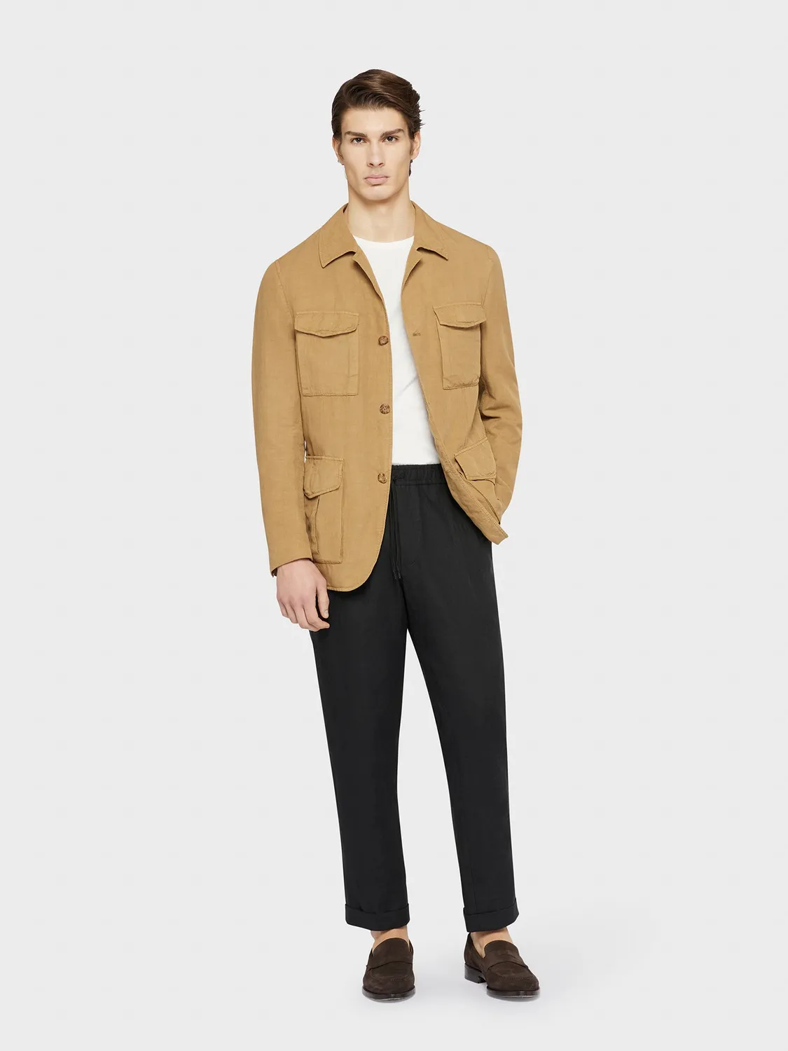 Caruso Norma pantalone lino nero con coulisse