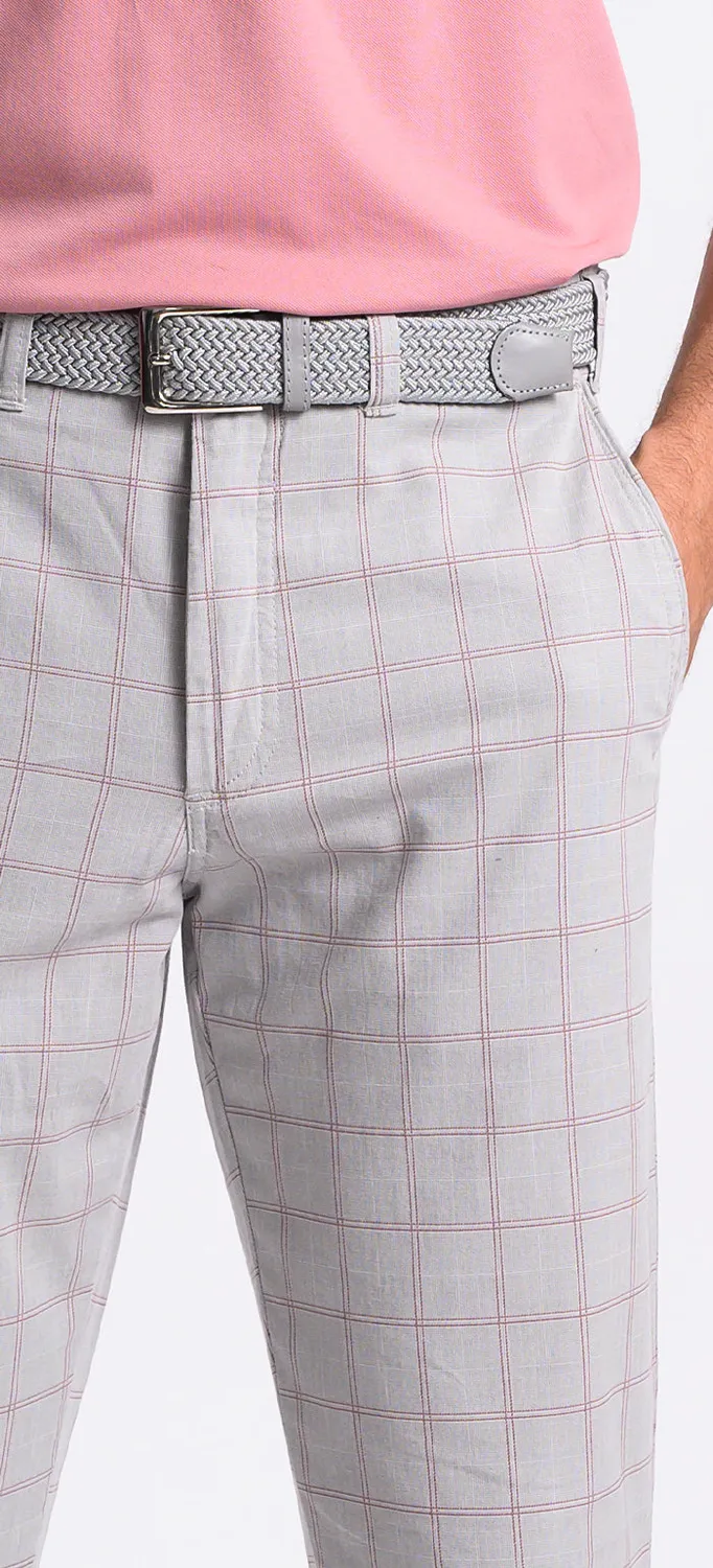 Alain Delon Grey Checked chinos slim grigi a quadri