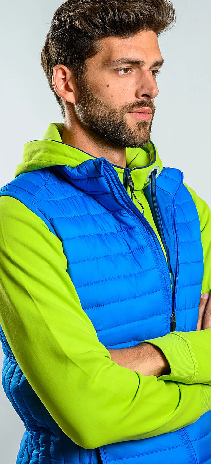 Alain Delon gilet trapuntato blu slim fit zip