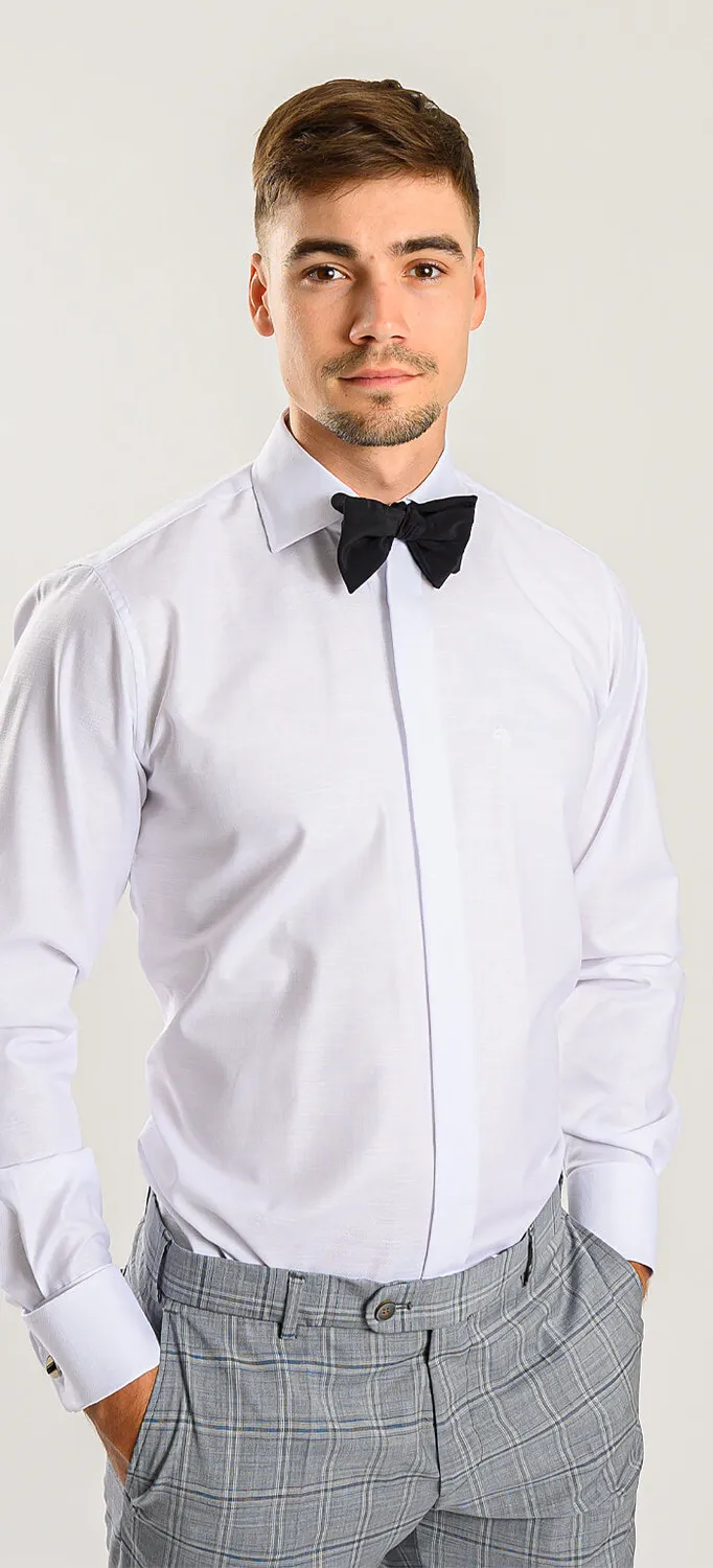 Alain Delon camicia bianca slim fit struttura fine gemelli