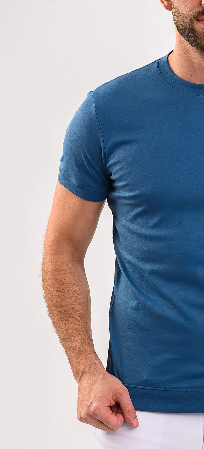 Alain Delon t-shirt cotone blu Slim S