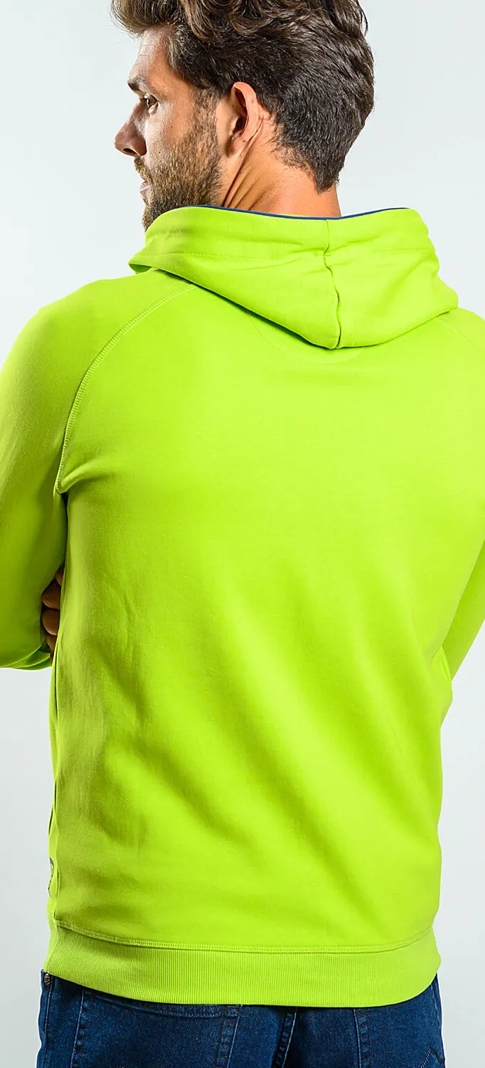 Alain Delon felpa verde cappuccio slim fit cotone