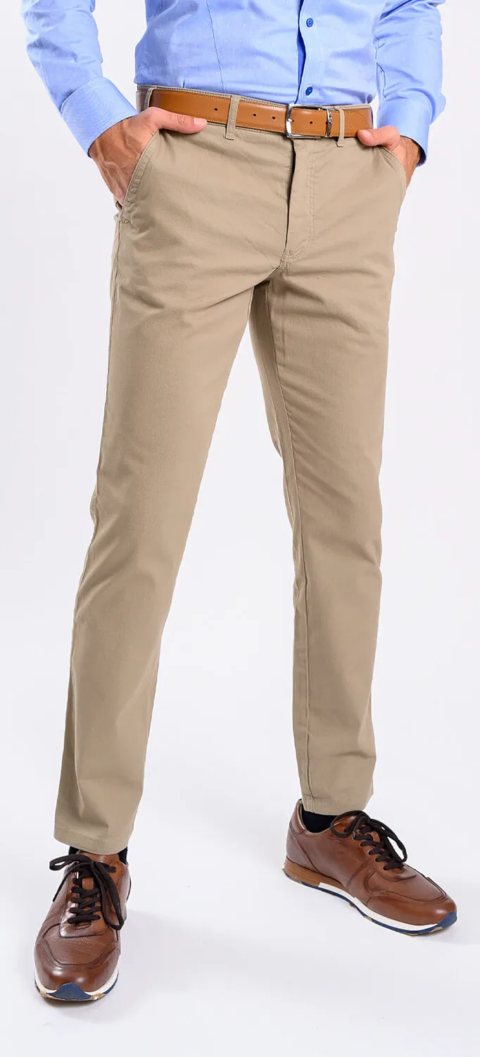 Alain Delon pantalone chino beige slim fit cotone