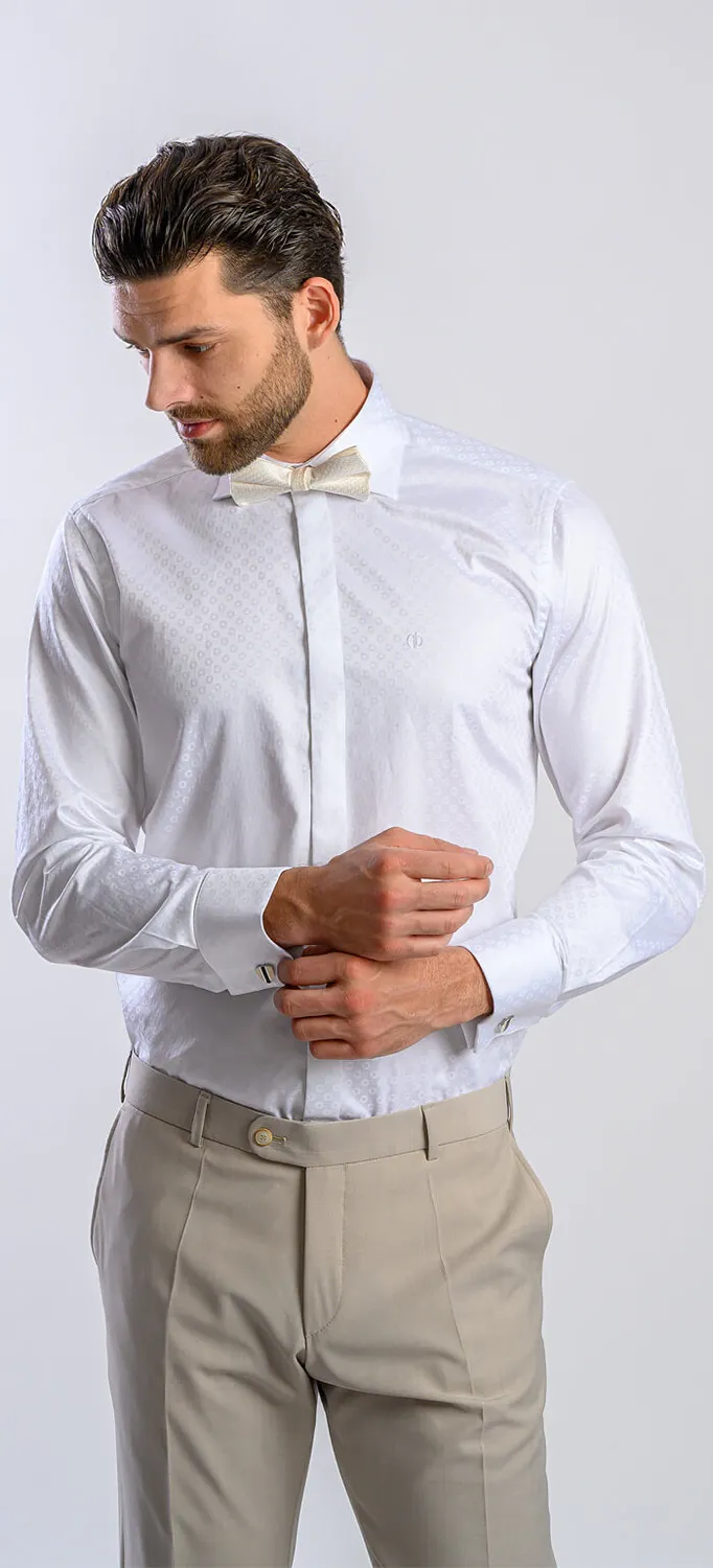 Alain Delon camicia bianca Extra Slim Fit fantasia cotone