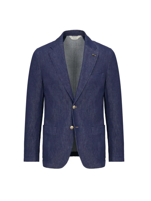 Paoloni Giacca sfoderata cotone denim blu